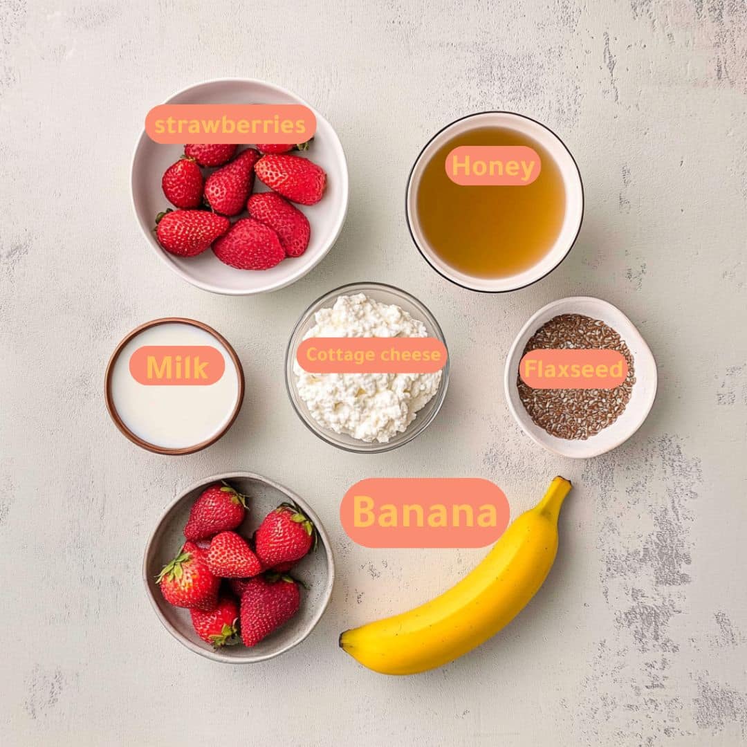 Cottage Cheese Smoothie Ingredients cottage cheese smoothie ingredients laid out