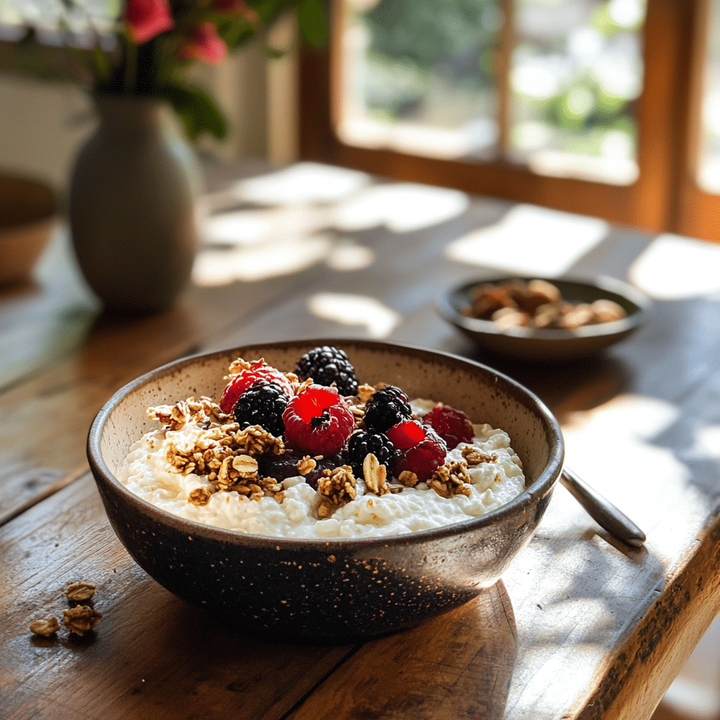 Cottage cheese with fruit breakfast bowl