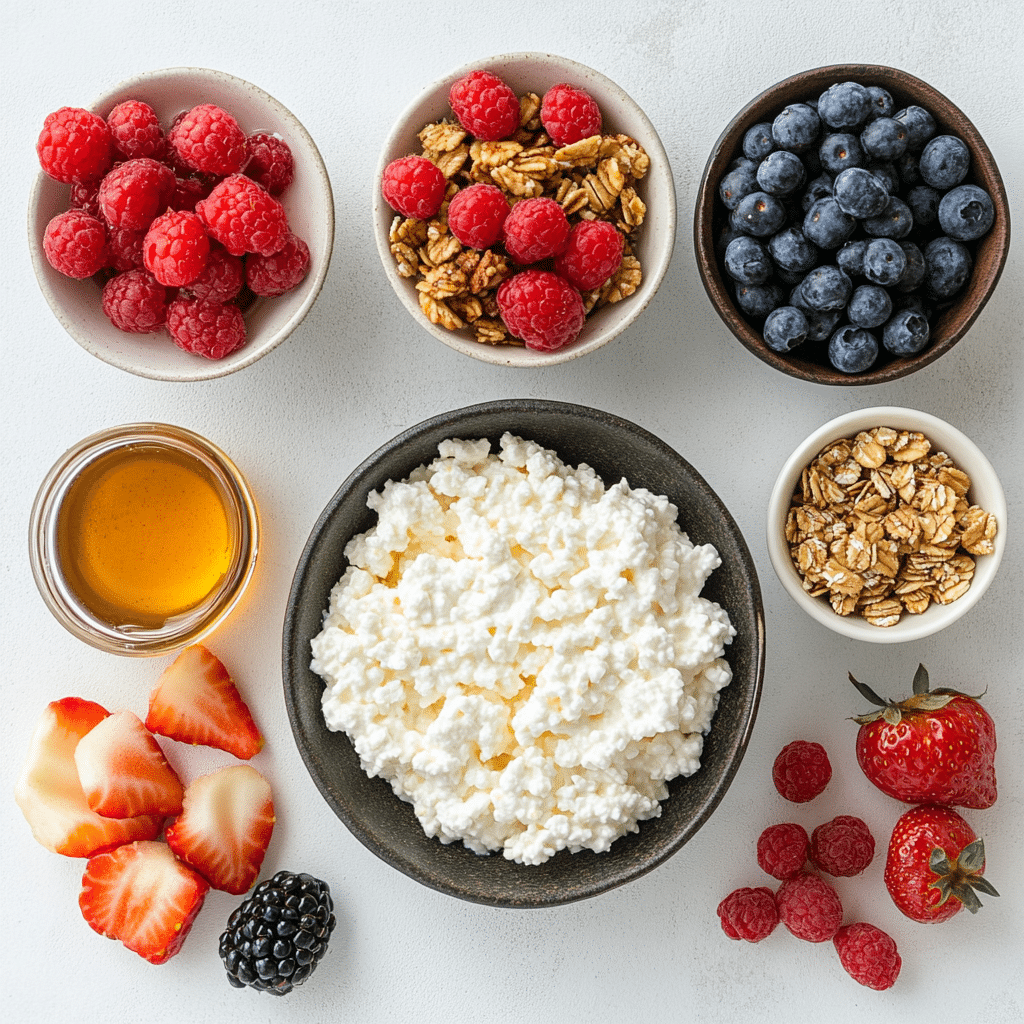 cottage-cheese-fruit-bowl-ingredients.jpg Ingredients for cottage cheese with fruit bowl