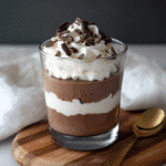 The Best High-Protein Cottage Cheese Chocolate Mousse Ever 3 cottage cheese chocolate mousse in glass bowl