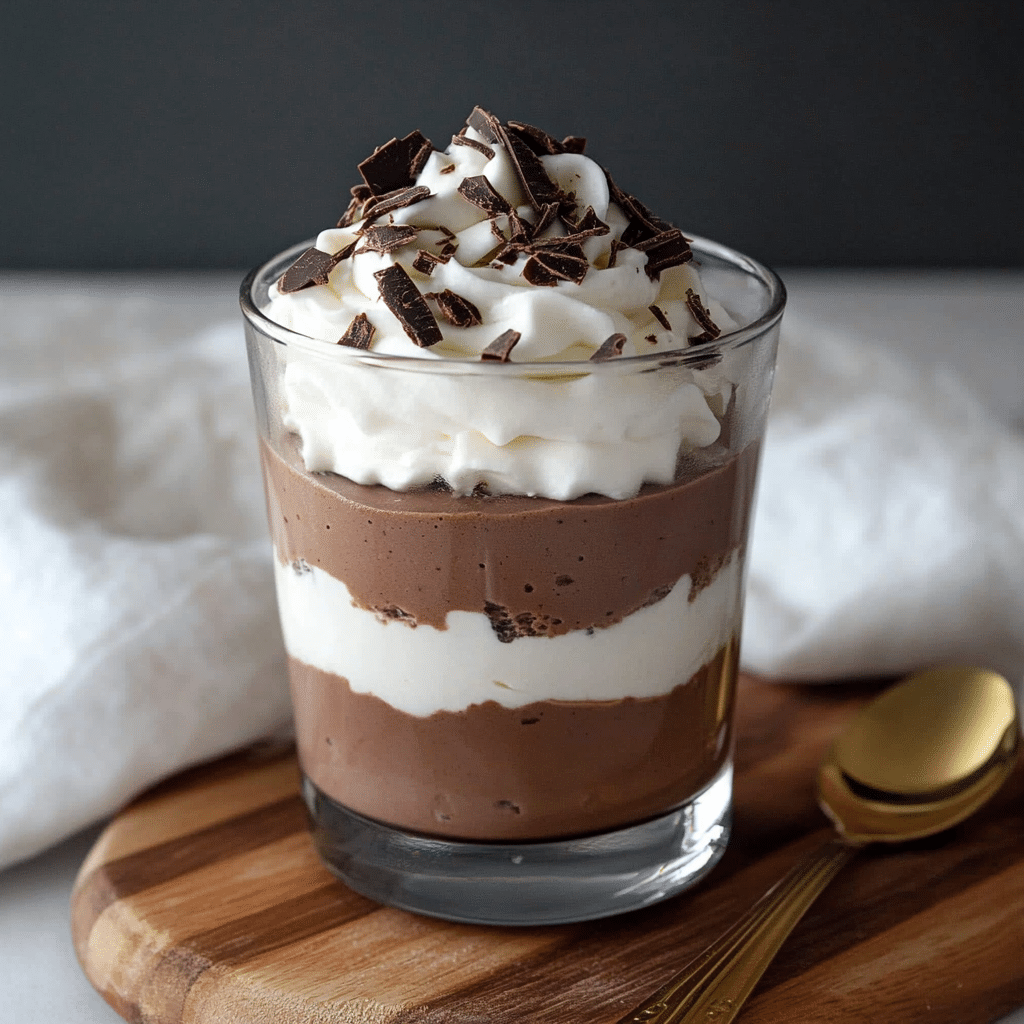 cottage cheese chocolate mousse in glass bowl