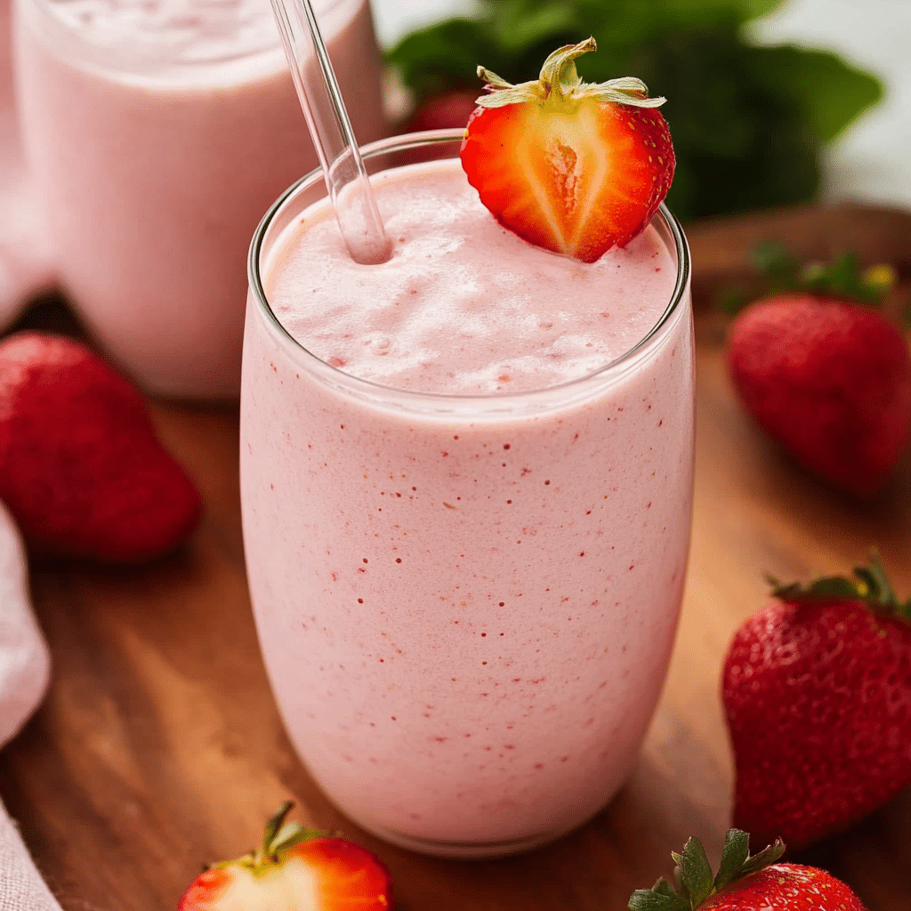 cottage cheese smoothie in glass with fruits