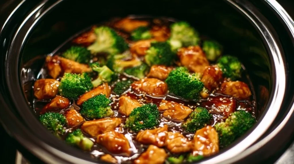 Delicious Dump and Go Crockpot Teriyaki Chicken ready to serve on a plate