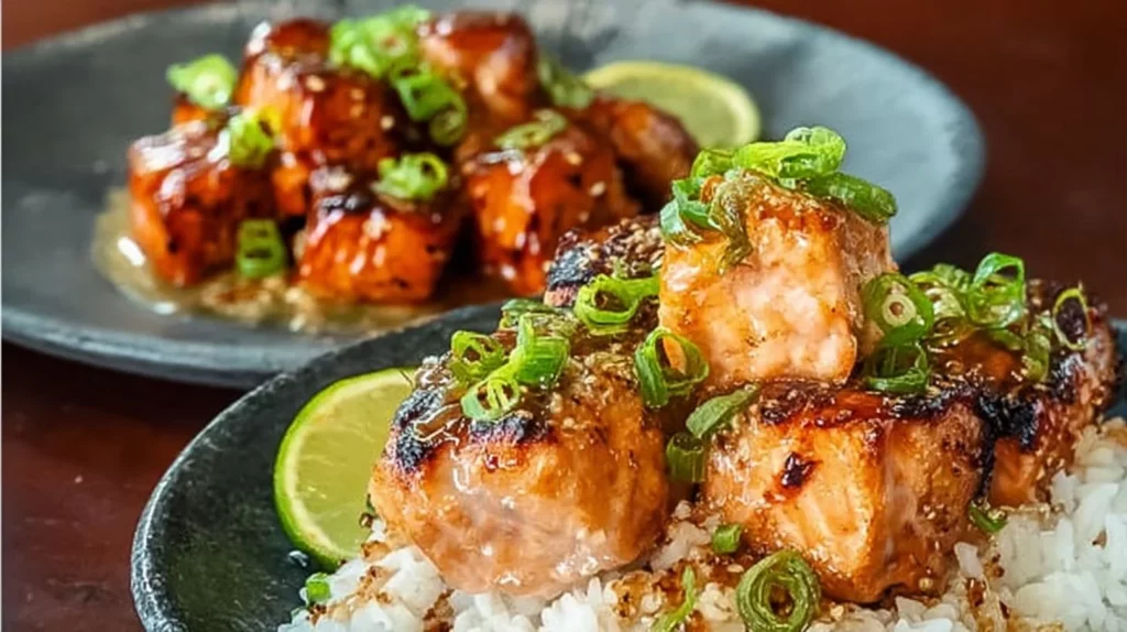 Air fryer salmon bites recipe for healthy meals.
