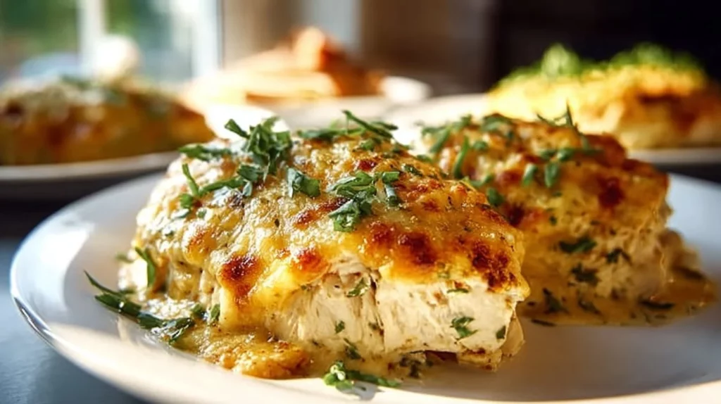 4-Ingredient Ranch Chicken Bake with creamy ranch sauce and chicken