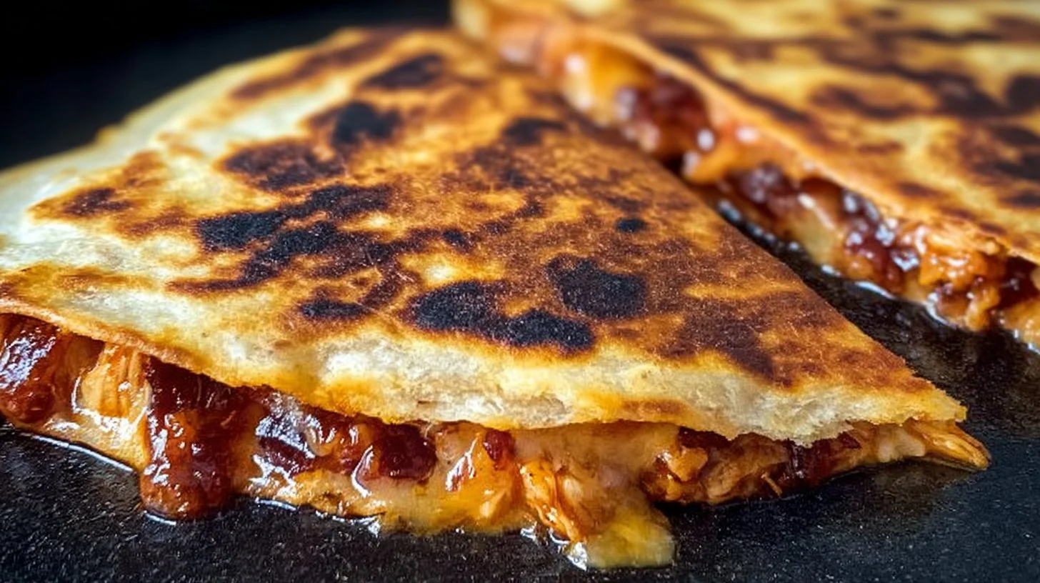 Blackstone Hot Honey BBQ Chicken Quesadillas ready to serve