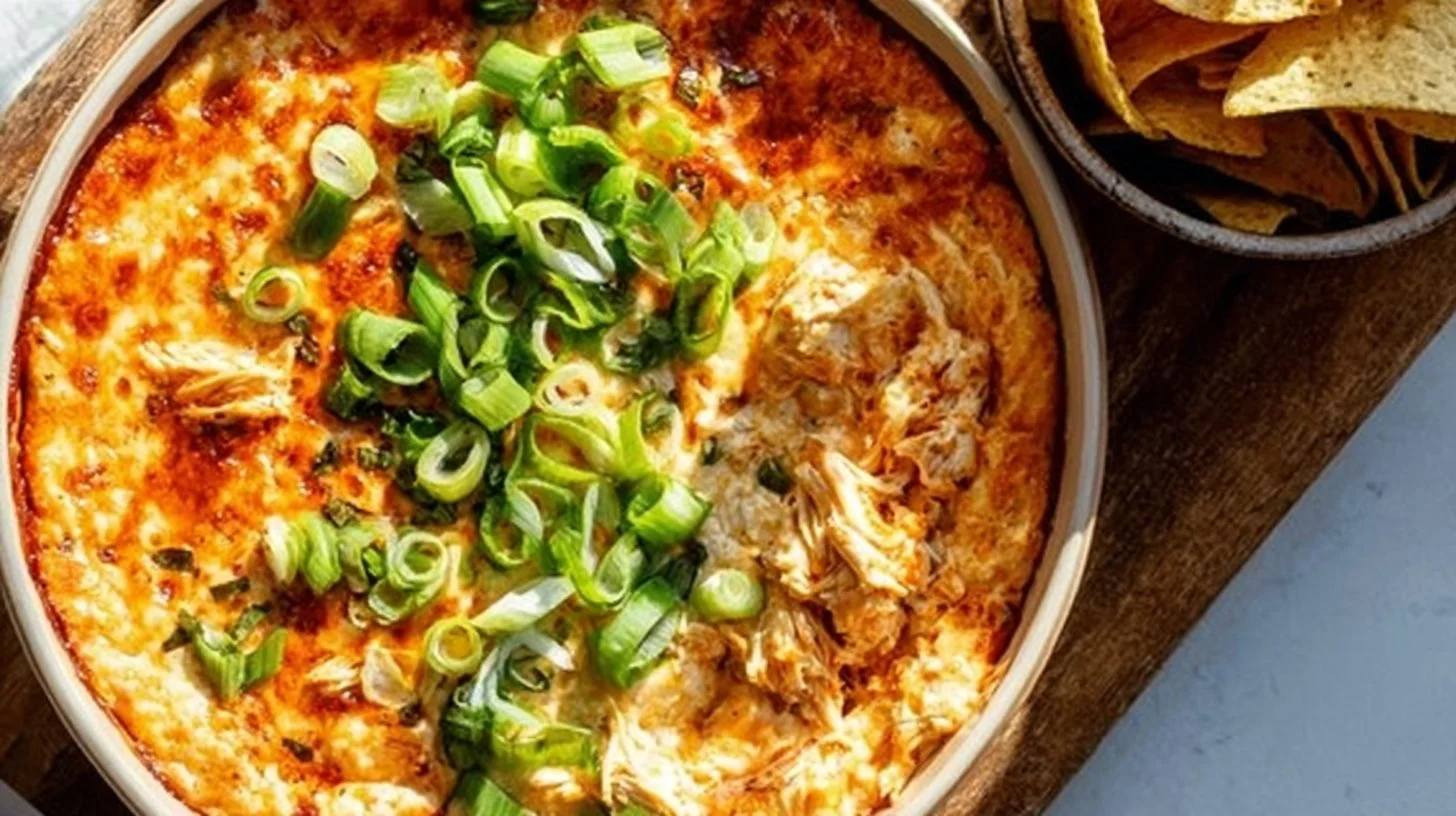 Delicious Buffalo Chicken Dip served in a bowl with tortilla chips