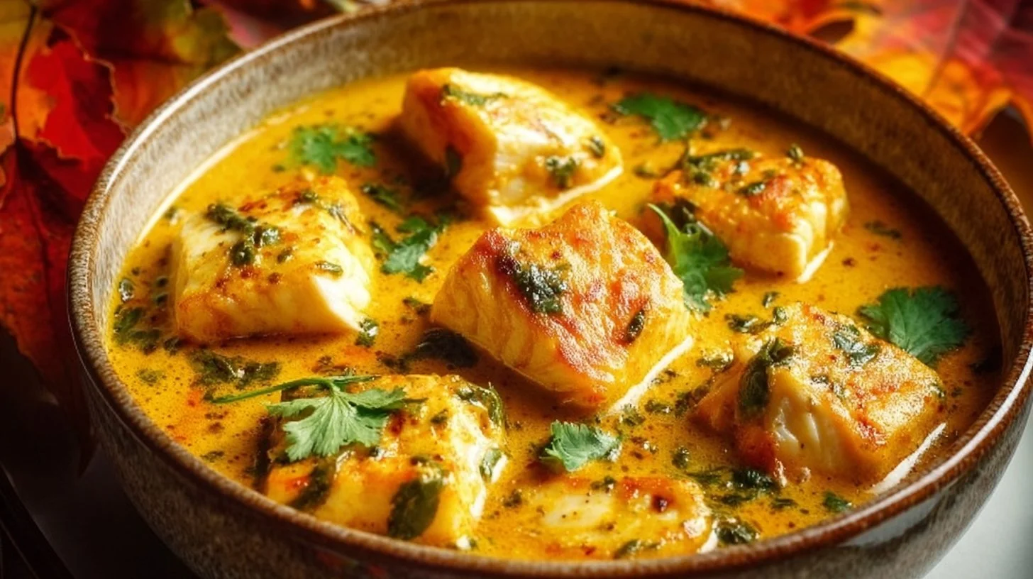 Delicious Coconut Fish Curry with vibrant spices and creamy coconut sauce