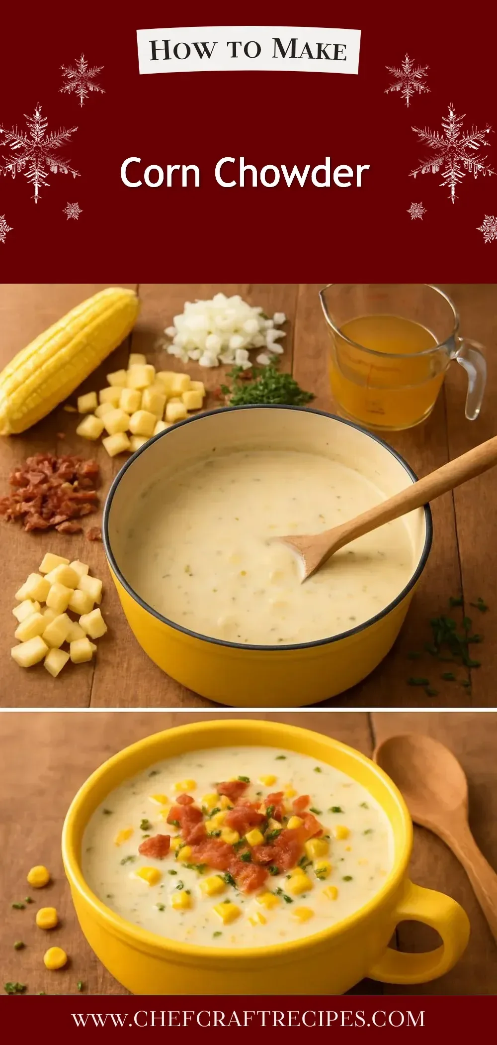 Delicious bowl of homemade Corn Chowder topped with fresh herbs.
