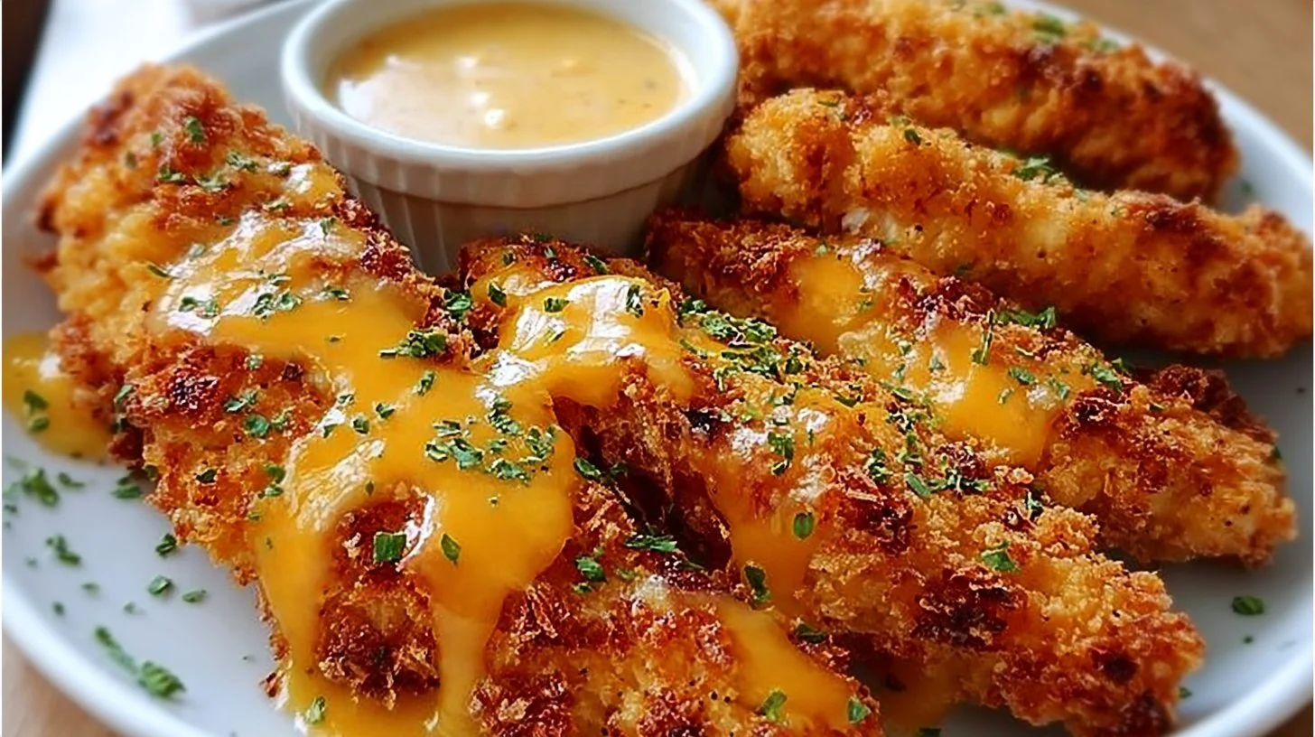 Delicious Crack Chicken Tenders served on a plate with herbs
