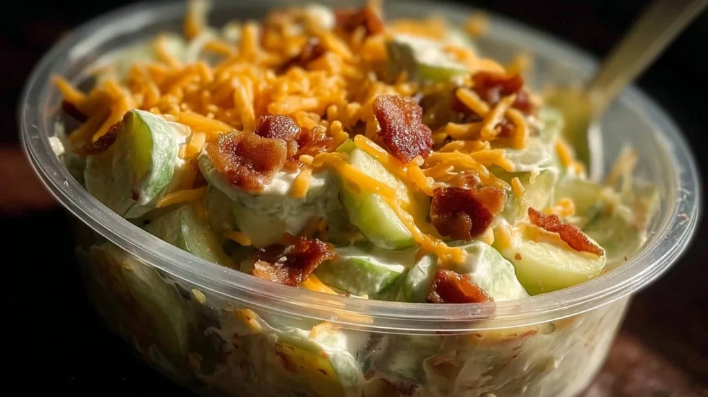 Fresh cucumber snack served on a plate with dipping sauce