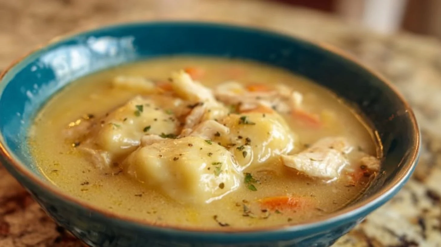 Easiest Chicken and Dumplings recipe with tender chicken and fluffy dumplings