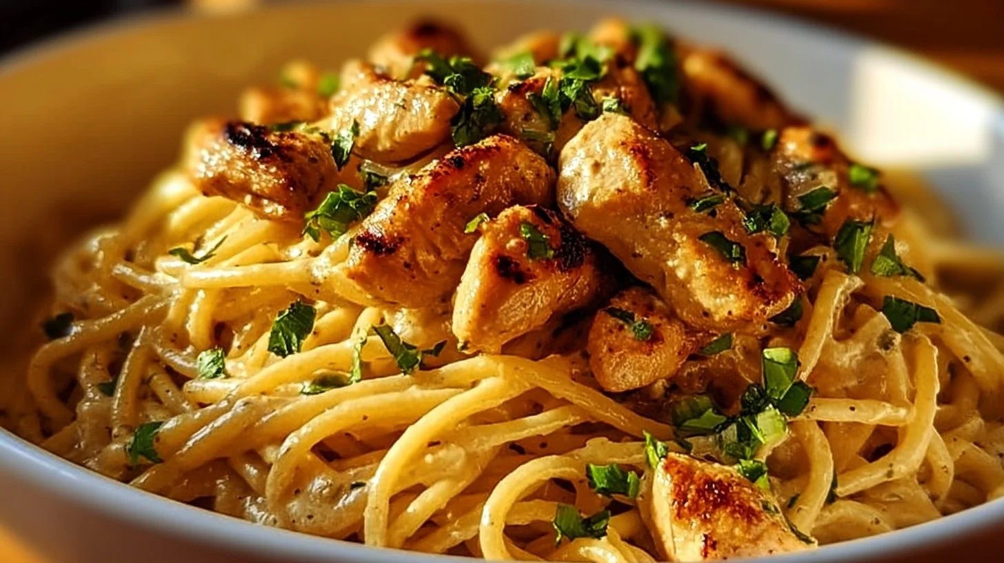 Easy Cowboy Butter Chicken Linguine 2 Delicious Cowboy Butter Chicken Linguine topped with fresh herbs