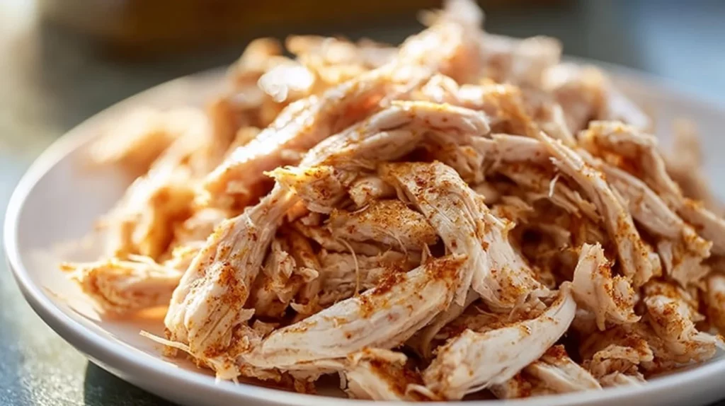 Slow cooker shredded chicken breast for easy meal preparation