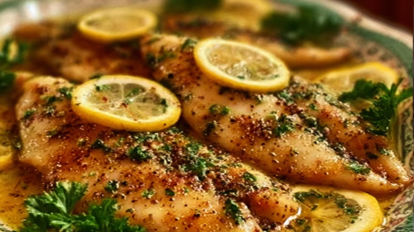 Delicious garlic butter oven baked tilapia served with herbs
