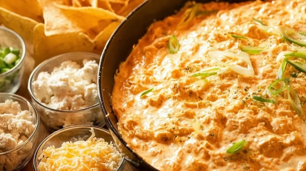 Greek yogurt buffalo chicken recipe with flavorful spices and healthy ingredients.