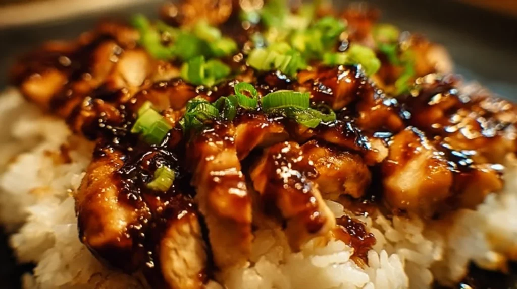 Honey BBQ Chicken served over rice for a flavorful meal