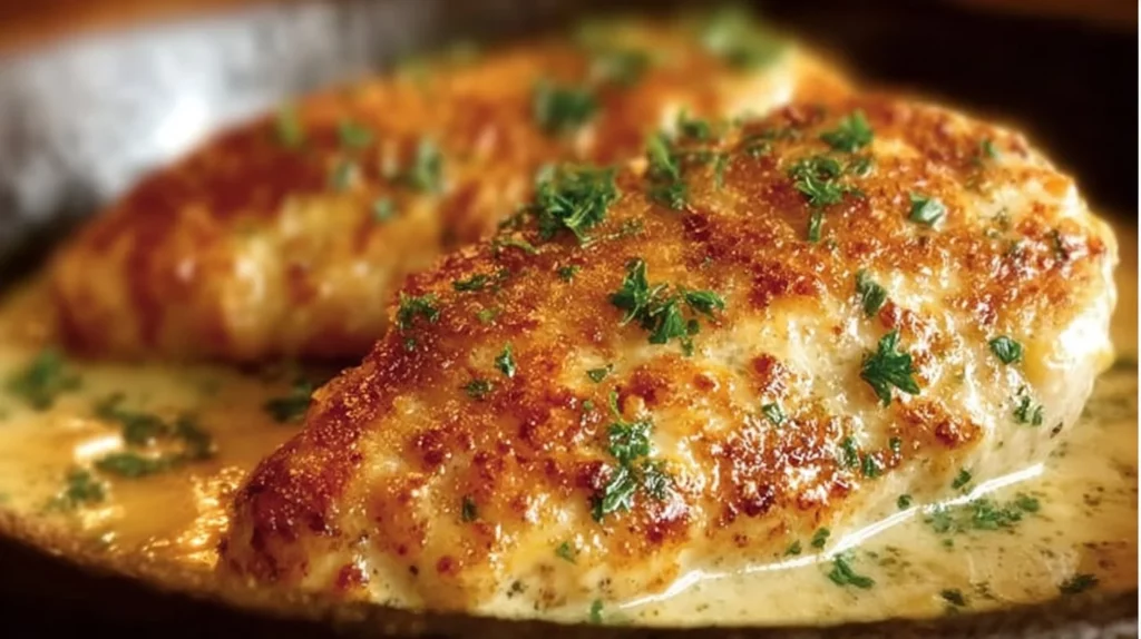 Longhorn Steakhouse Parmesan Chicken dish with rich cheese and herbs