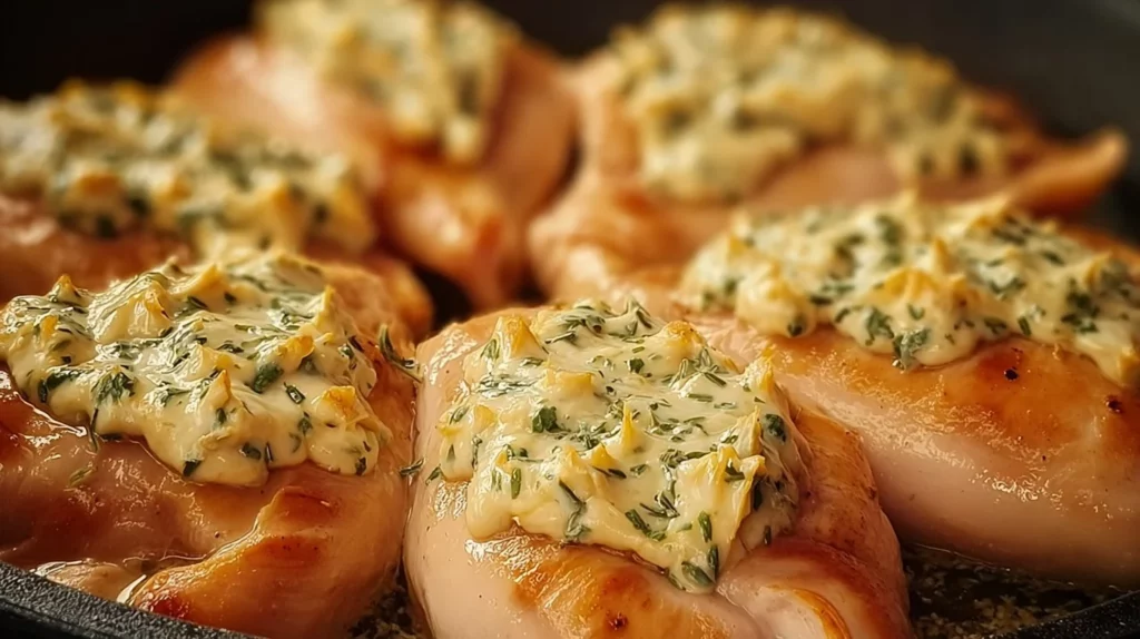 Juicy melt in your mouth chicken breast on a plate with herbs and spices