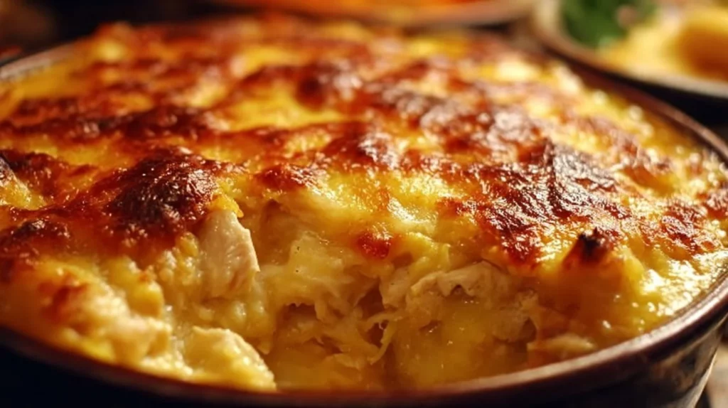 Delicious chicken casserole inspired by Paula Deen's amazing recipe