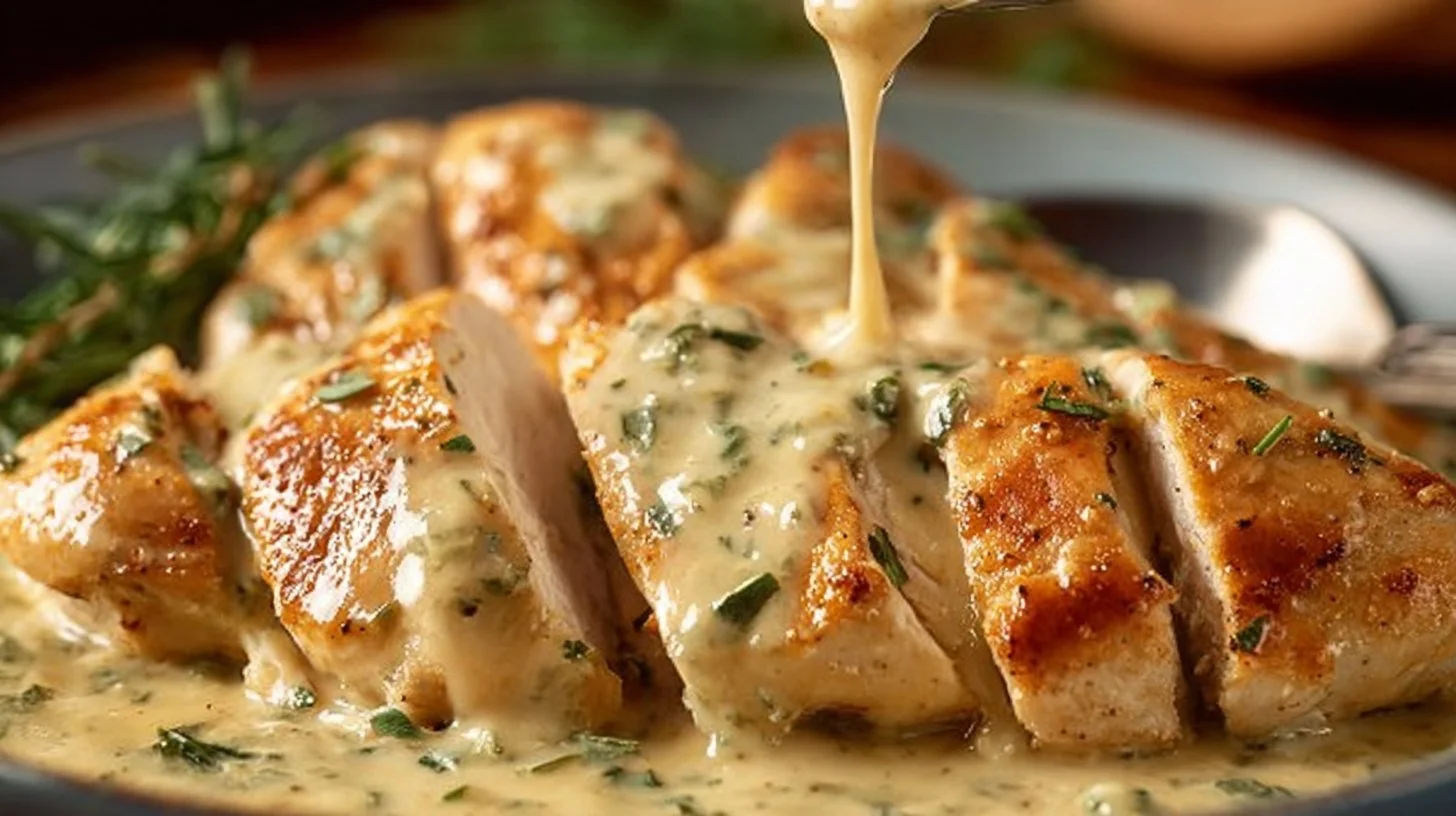 Delicious Ranch Chicken made in a Crock Pot with herbs and spices.