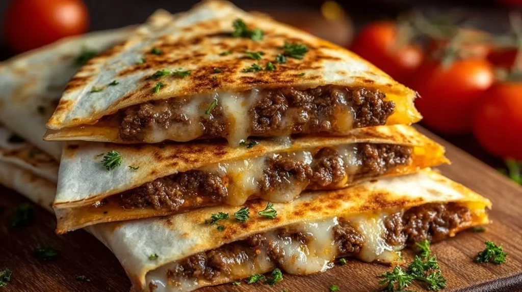 Delicious Smashburger Quesadillas served with salsa and toppings