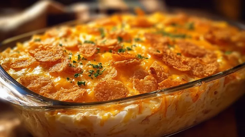Sour Cream Chicken Casserole with creamy sauce and baked topping