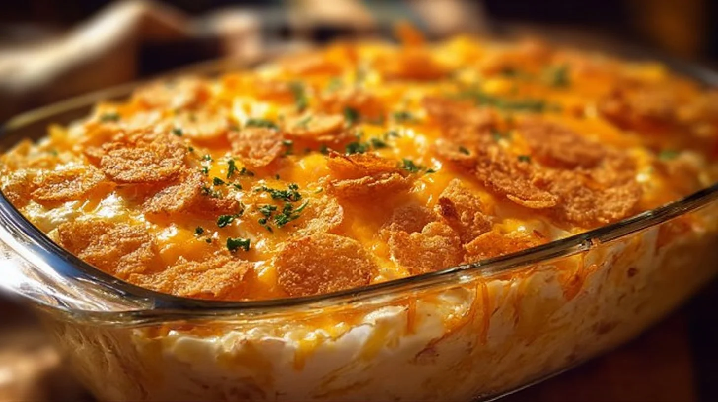 Sour Cream Chicken Casserole with creamy sauce and baked topping