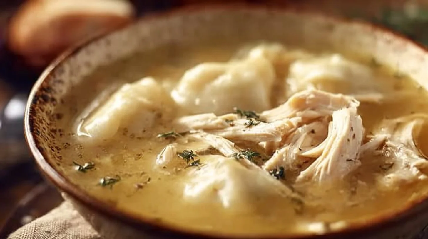 Delicious Southern Chicken and Dumplings served in a bowl