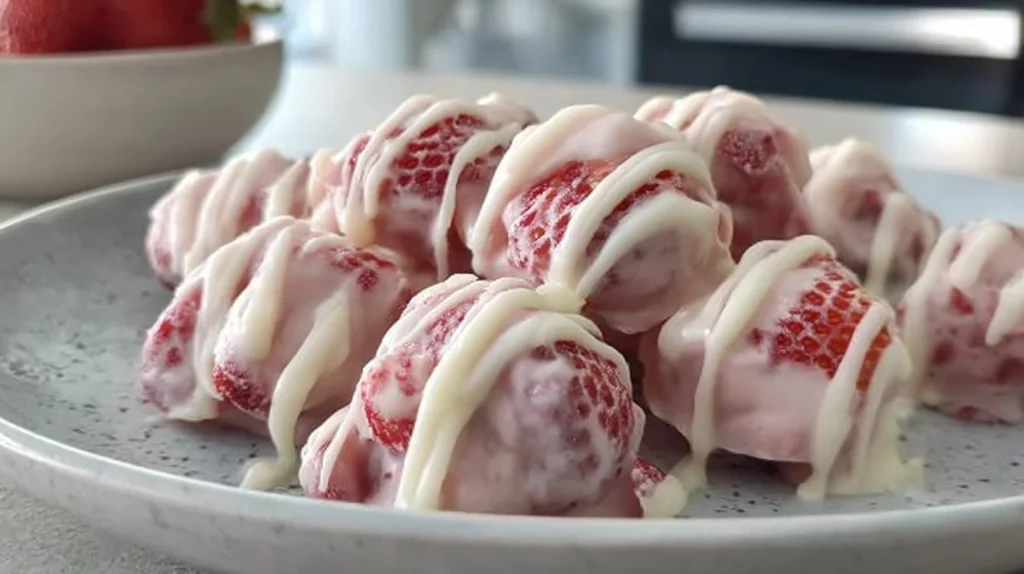 Strawberry High Protein Yogurt Bites for a healthy snack packed with protein