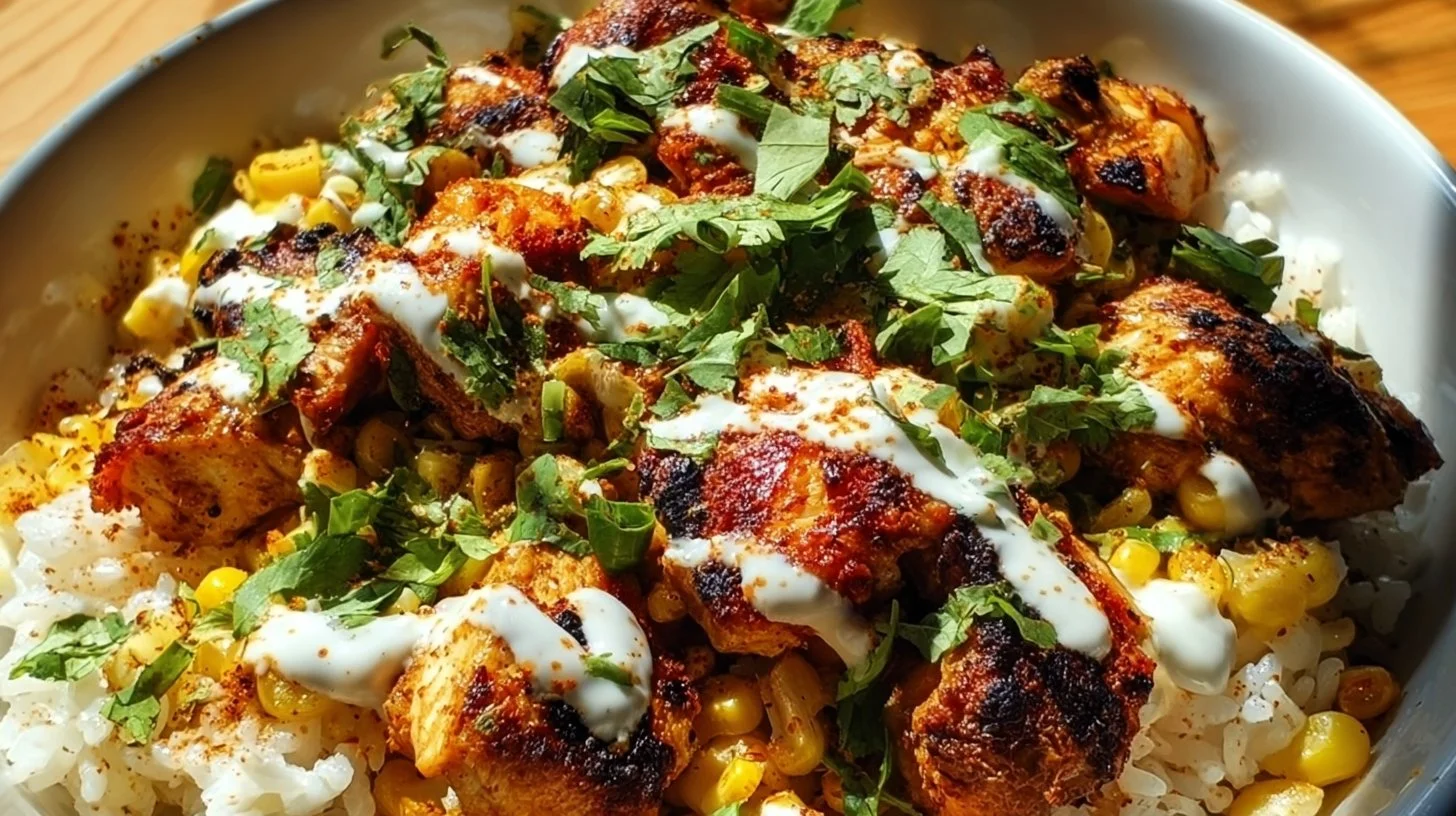 Delicious Street Corn Chicken Bowl with fresh ingredients and vibrant toppings