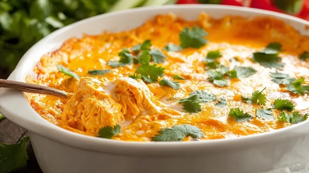 Delicious Whole30 Buffalo Chicken Dip served in a bowl