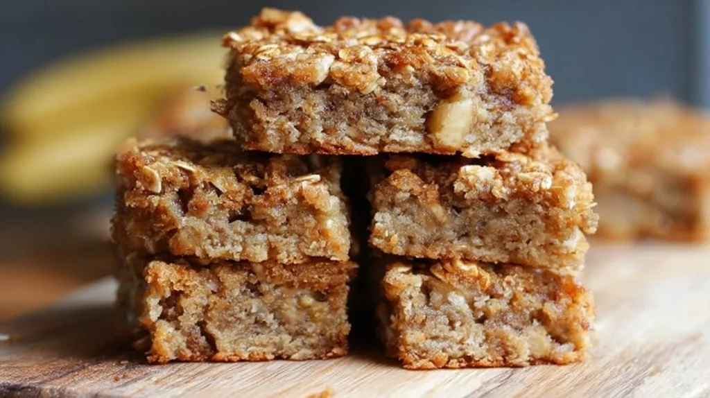 Homemade banana oatmeal bars healthy snack recipe