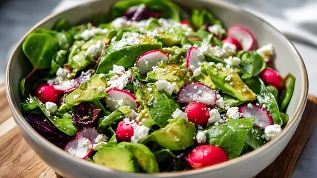 Fresh spring salad with seasonal vegetables and herbs