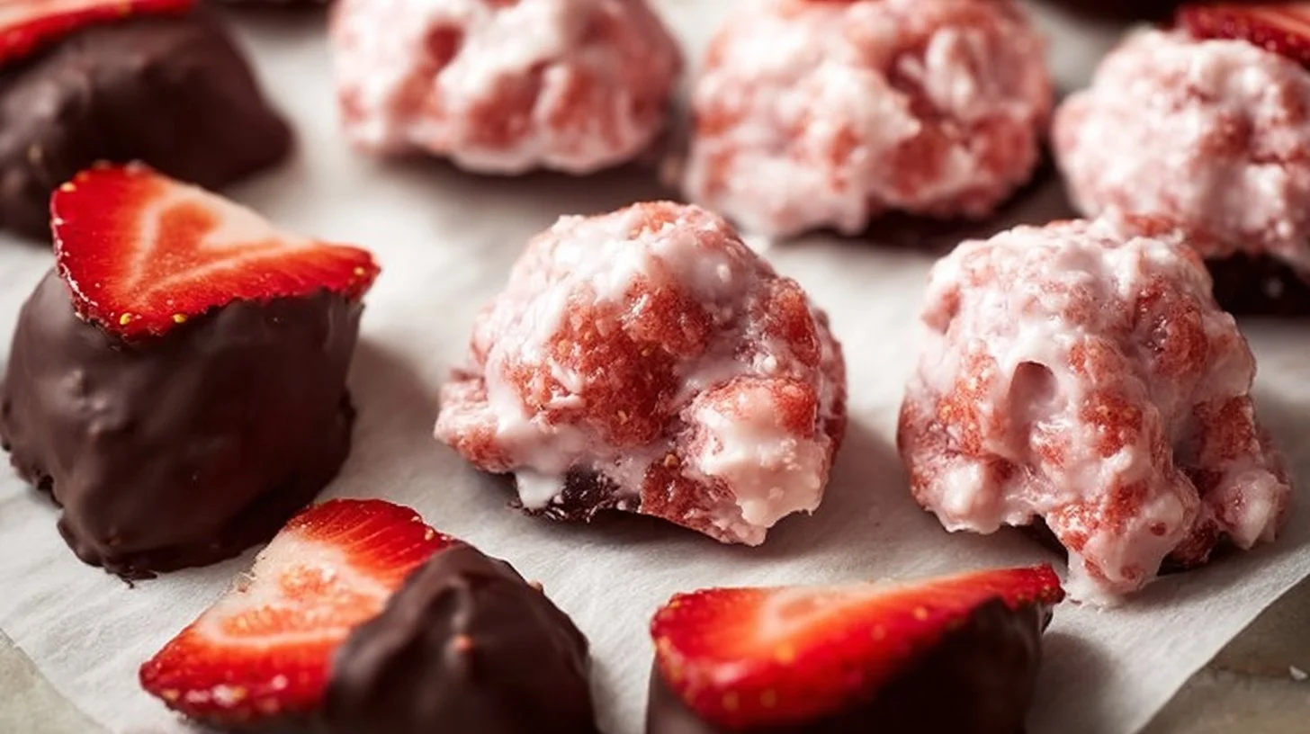Delicious Chocolate Strawberry Yogurt Clusters ready to enjoy