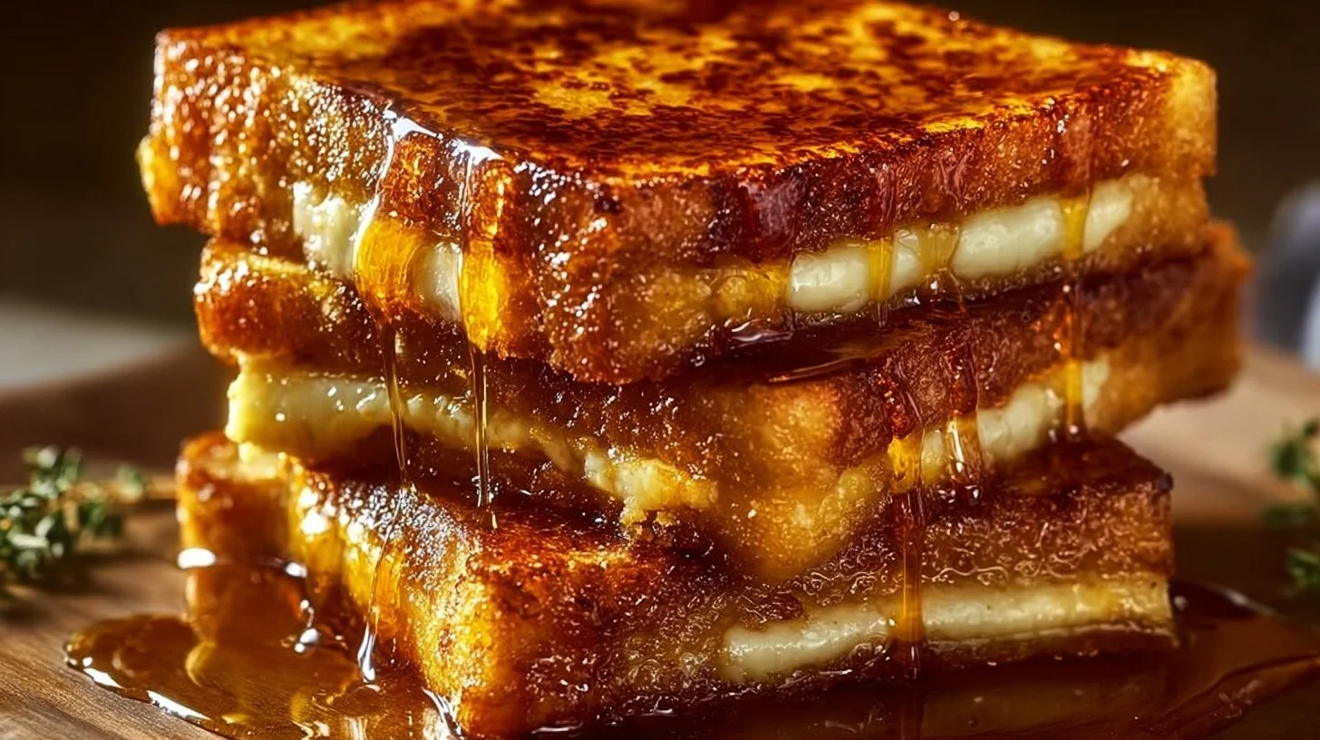 Delicious crème brûlée French toast topped with caramelized sugar crust