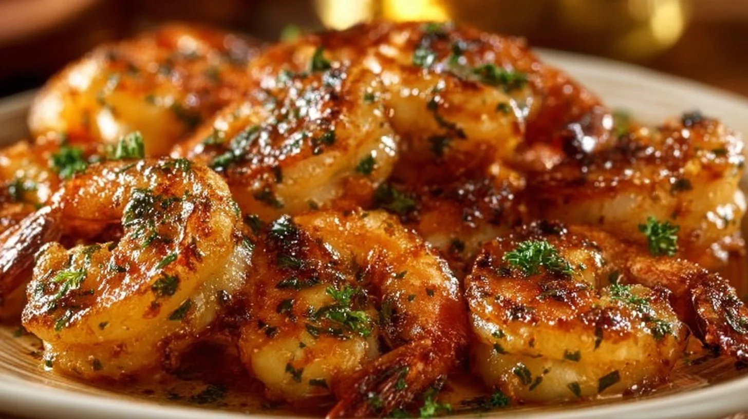 Delicious Garlic Parmesan Roasted Shrimp served on a plate