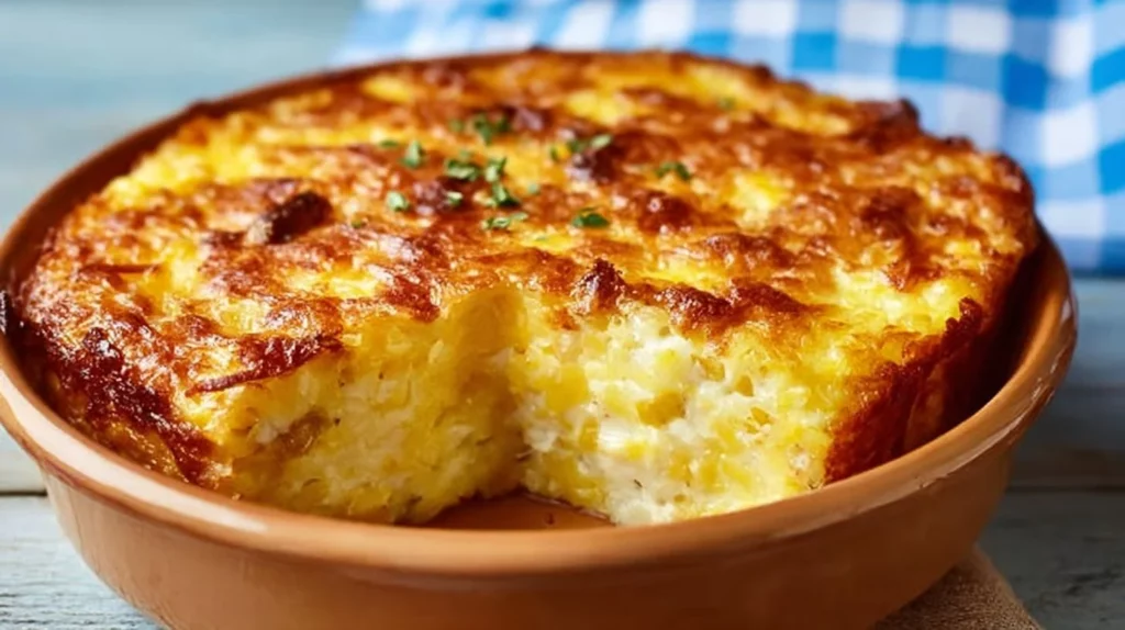 Delicious Hash Brown Egg Casserole baked with cheese and vegetables