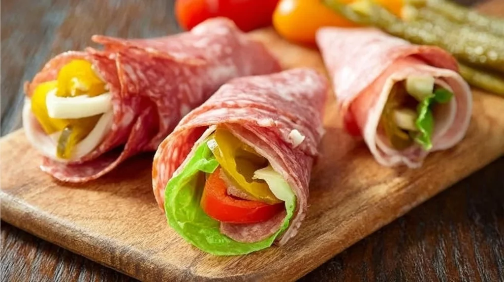 Grain-free Italian Sub Roll-Up with fresh ingredients and vibrant colors