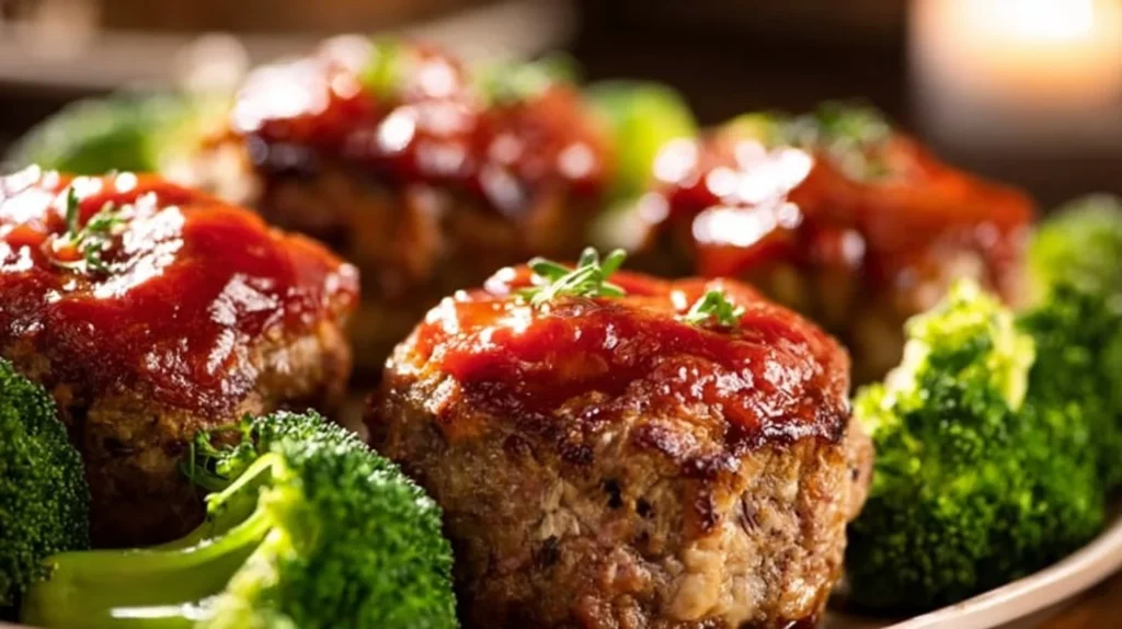 Delicious mini meatloaf served with mashed potatoes and vegetables