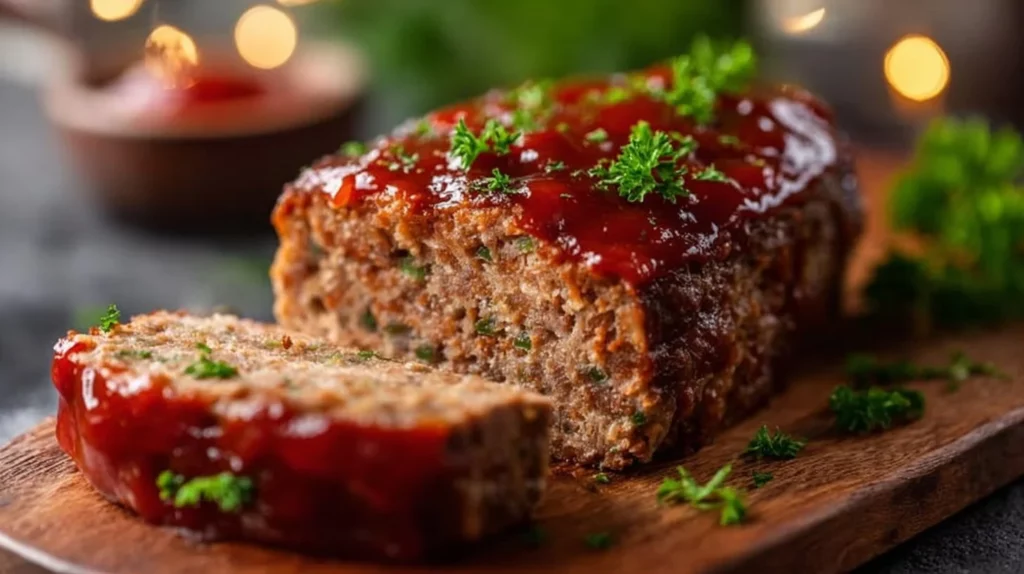 Delicious mini meatloaf served with vegetables on a plate