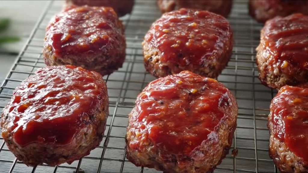 Delicious mini meatloaf freshly baked and served on a plate