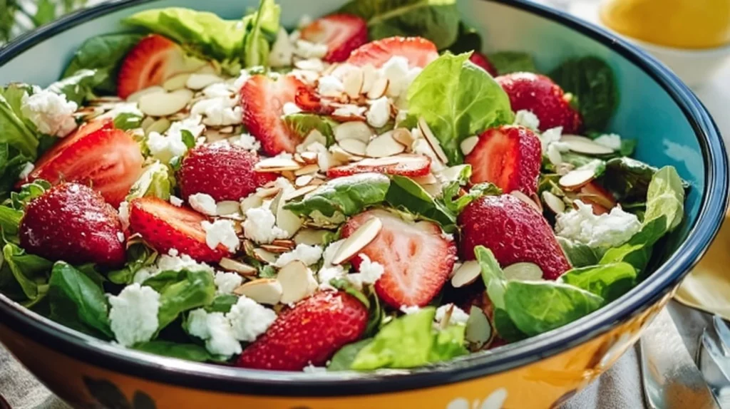 A colorful and fresh spring salad with seasonal ingredients.
