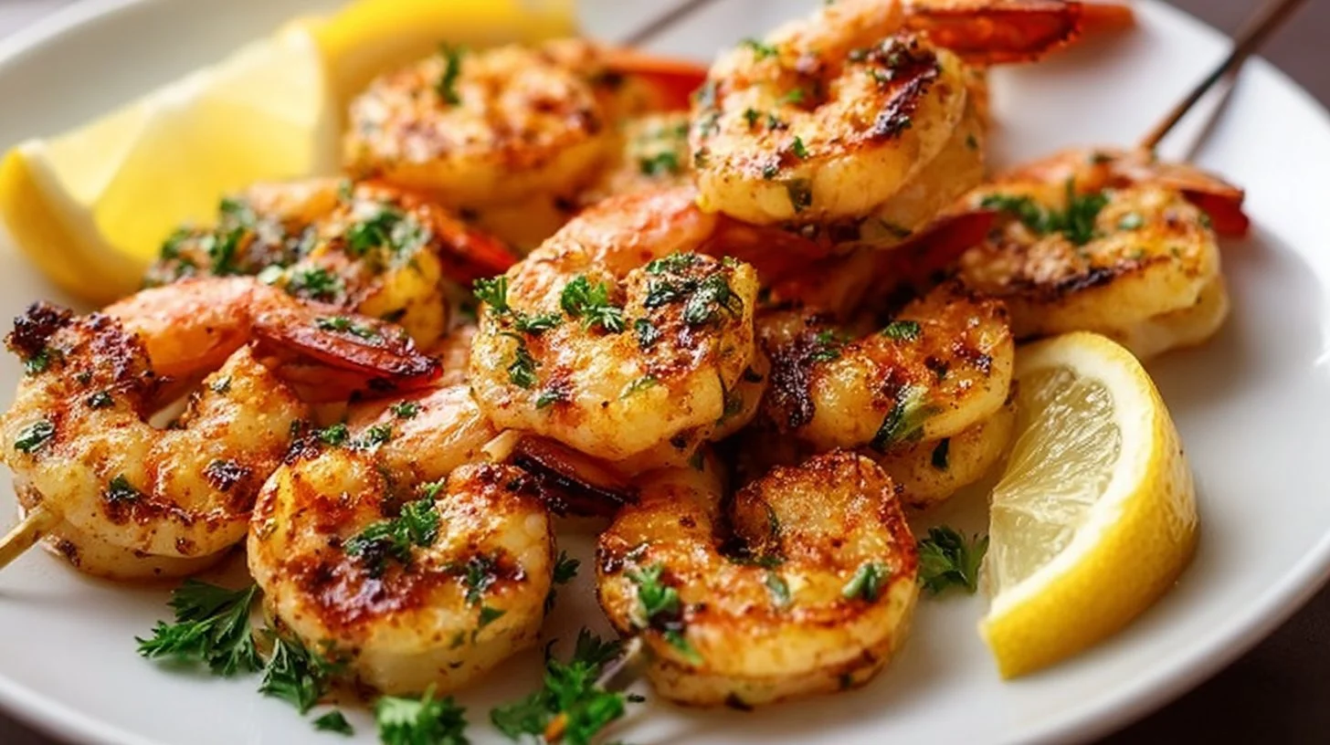 Delicious Texas Roadhouse grilled shrimp served with lemon and herbs