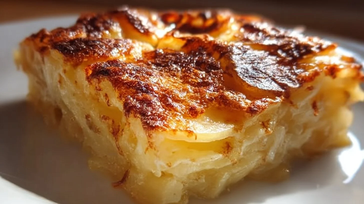 Deliciously baked scalloped potatoes with cheese and herbs