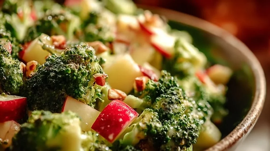 Fresh Apple Broccoli Salad with vibrant apples and crunchy broccoli in a bowl