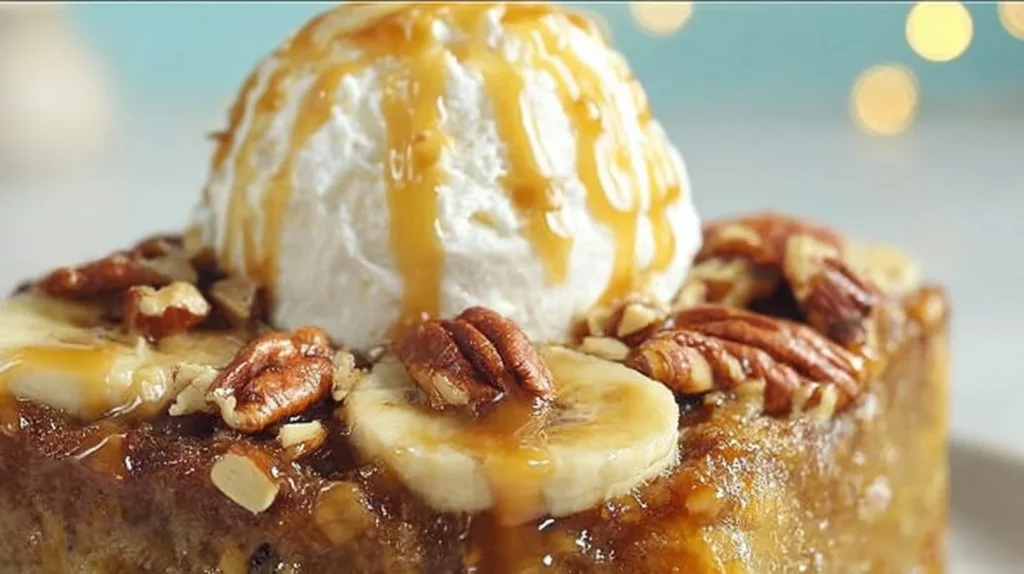 Delicious Banana Upside Down Cake fresh out of the oven