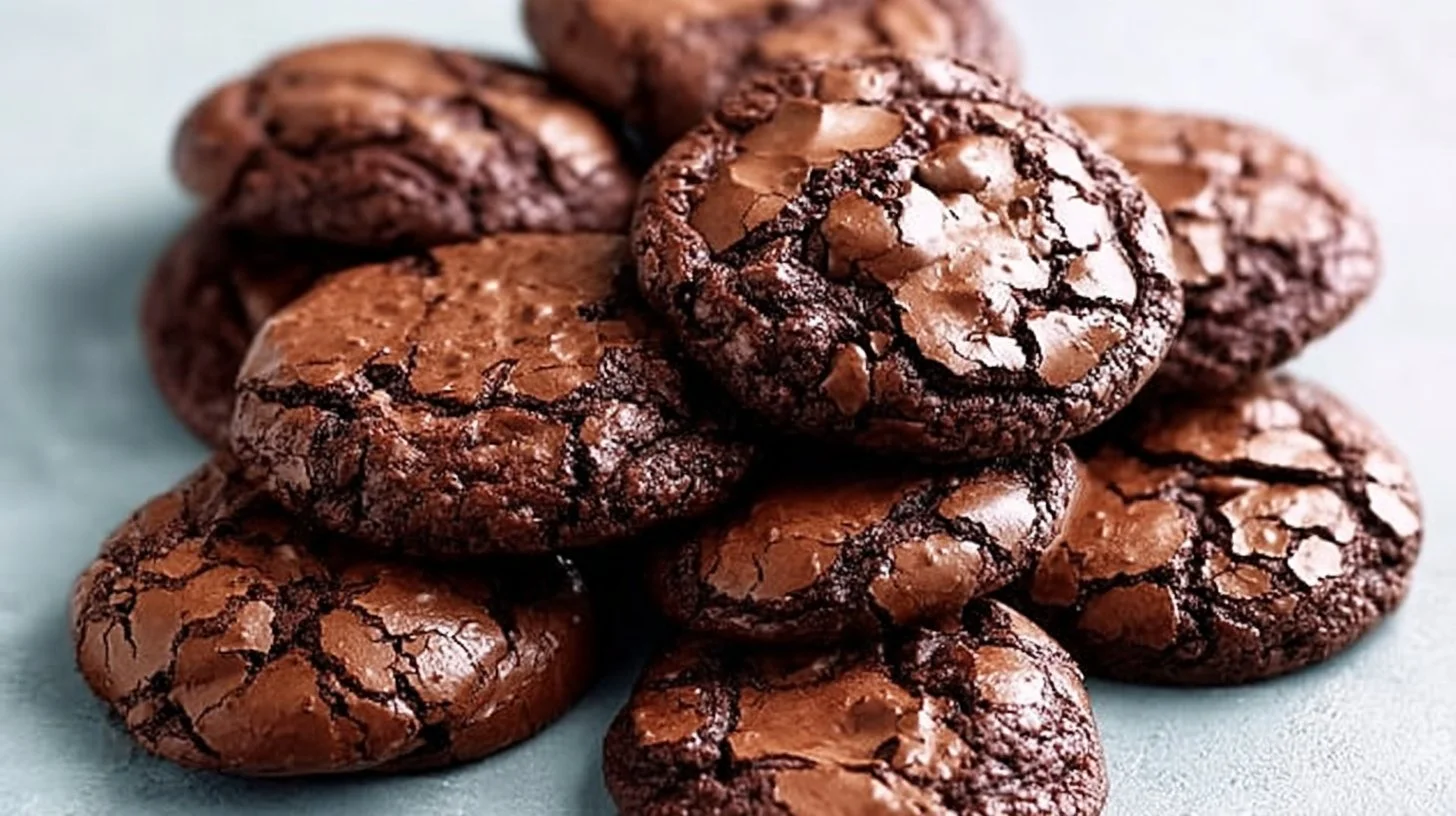 Delicious homemade brownie cookies stacked on a plate