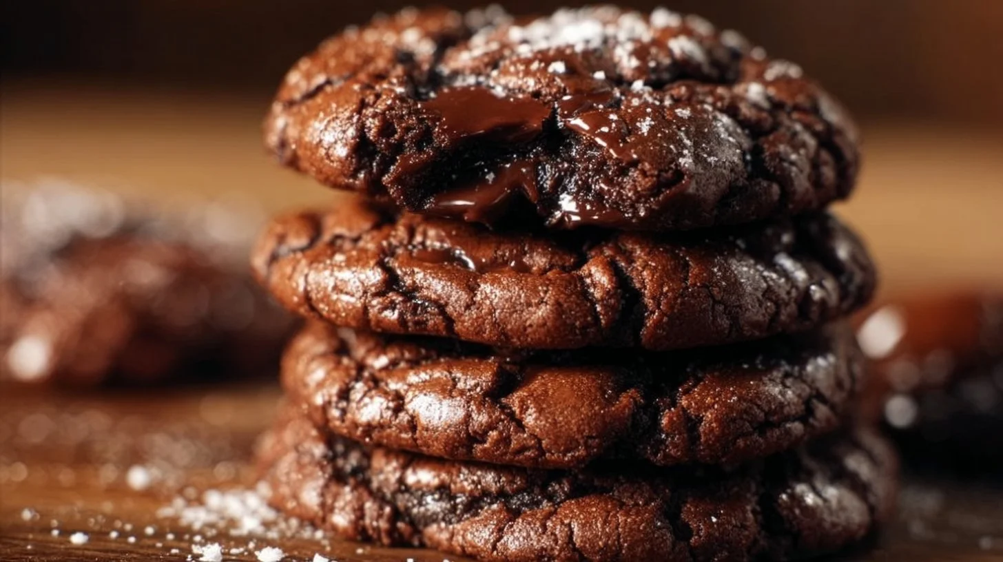 Plate of freshly baked brownie mix cookies with chocolate chips