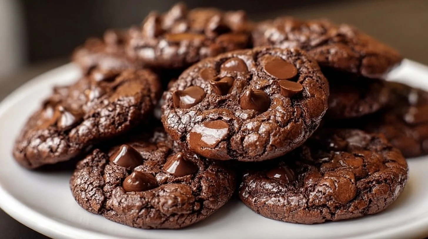 Delicious brownie mix cookies on a plate, ready to be enjoyed.